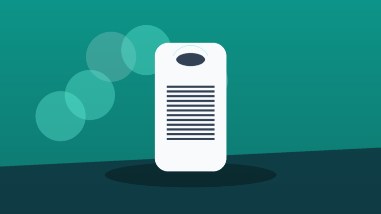 Generic air purifier in a bright modern living room