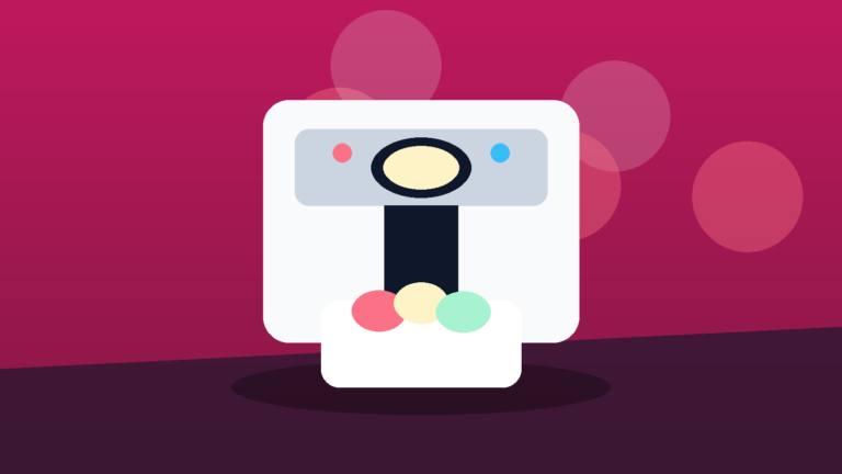 Generic ice cream maker on a kitchen counter with bowls, scoops, and frozen desserts